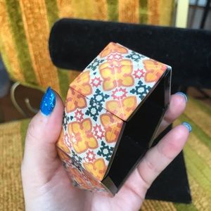 70s geometric 3d bangle bracelet orange retro boho